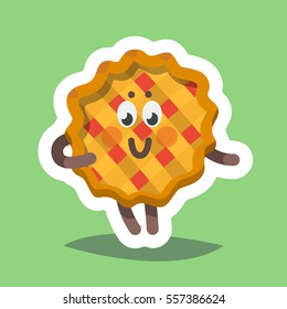 Vector illustration emoticon emoji icon on theme of autumn holiday. Autumn emoticon happy thanksgiving day. Sweet pie