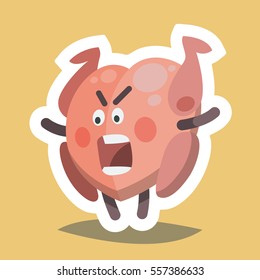 Vector illustration emoticon emoji icon on theme of autumn holiday. Autumn emoticon happy thanksgiving day. Evil turkey.