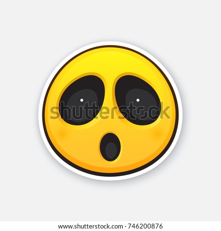 Vector illustration. Emoticon for expressing emotion of surprise or fear or fright. Wonder or consternation emoji. Icon for expression of feelings. Sticker with contour. Isolated on white background