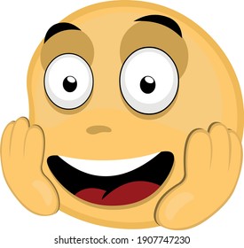 Vector illustration of emoticon with an expression of admiration