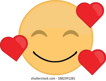 Vector illustration of emoticon with an expression of love