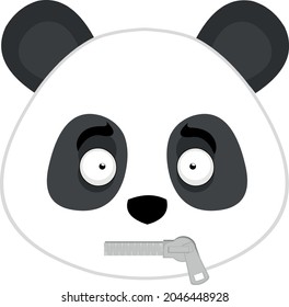 Vector illustration of emoticon of the face of a cartoon panda bear with a zipper in his mouth
