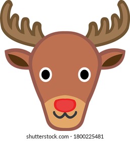 Vector illustration of emoticon of the face of a christmas reindeer