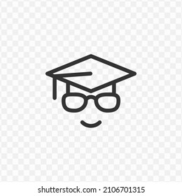 Vector illustration of emoticon graduate icon in dark color and transparent background(png).