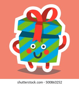 Vector illustration emoticon icon on theme of winter holiday. Emoji emoticon Happy New Year icon. Emotion merry Christmas funny gift. Xmas sticker icon. Flat cartoon style.