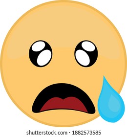 Vector illustration of emoticon with a look of sadness and fright