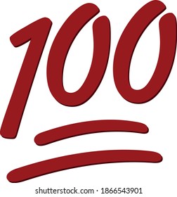 Vector illustration of emoticon of number one hundred