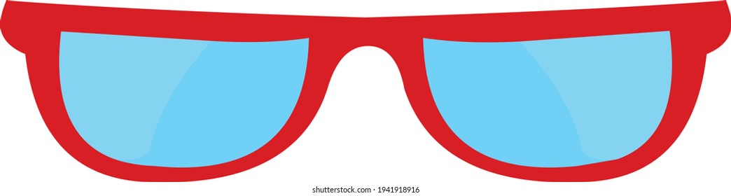 Vector illustration of an emoticon of red glasses with their lenses with transparency