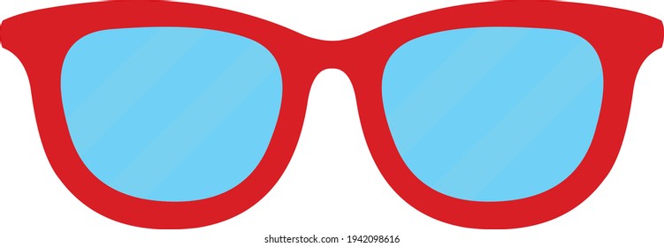 Ilustración vectorial de un emoticono de gafas rojas con sus lentes con transparencia