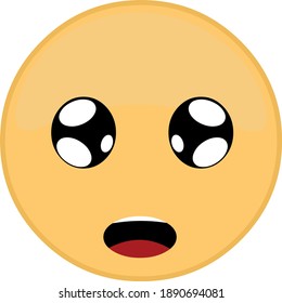 Vector illustration of emoticon with a scared expression