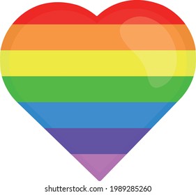 Vector illustration of emoticon of the shape of a heart with the colors of the rainbow