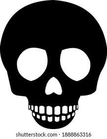 Vector illustration of emoticon of the silhouette of a skull