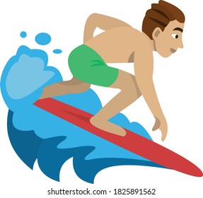 Vector illustration of emoticon of a surfer