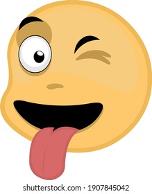 Vector illustration of emoticon with tongue out