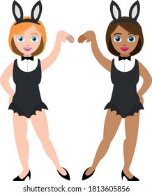 Ilustración vectorial del emoticono de dos damas bailadoras