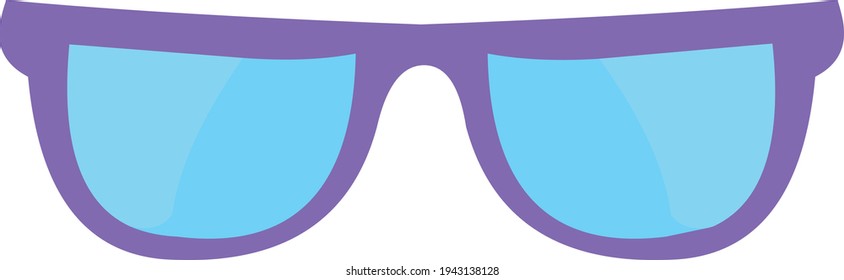 Vector illustration of an emoticon of violet glasses with their lenses with transparency