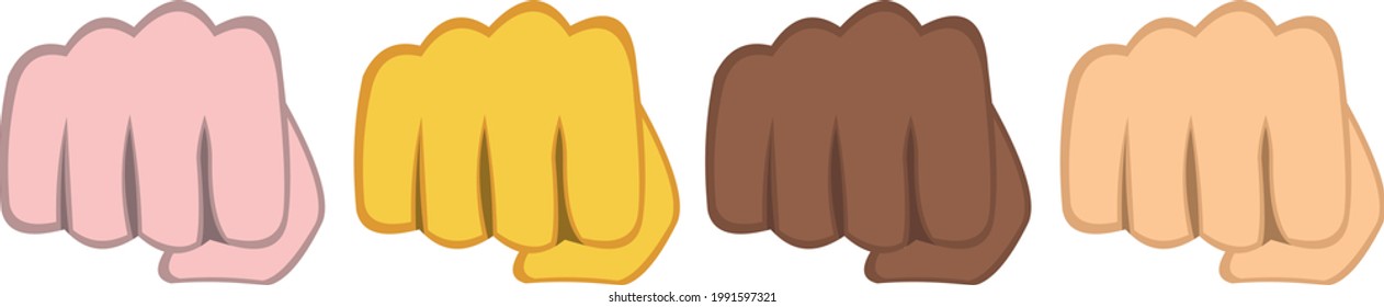 Vector illustration of emoticons of hand giving a punch from the front

