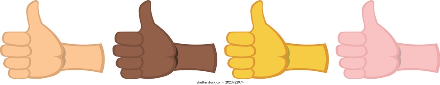 Ilustración vectorial de los emoticonos de las manos con el pulgar hacia arriba