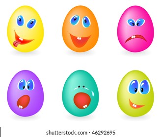 Ilustración vectorial de los emoticonos en los huevos