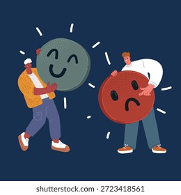 Ilustración vectorial de la Emoción Escala de Comentarios del nivel de satisfacción. Alcance para evaluar las emociones de tu contenido. Comentarios en forma de emociones. Experiencia de usuario.
