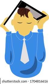 Vector illustration of emotional burnout. an office worker doesn't want to get up for work because of burnout. Isolated on a white background.