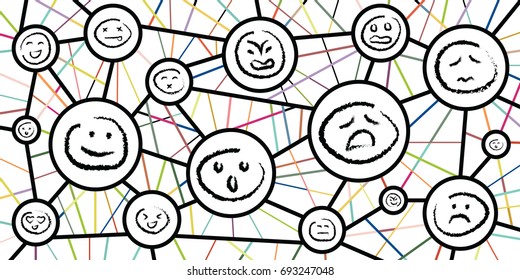 vector illustration for emotional patterns and connections for psychological research concepts on white background