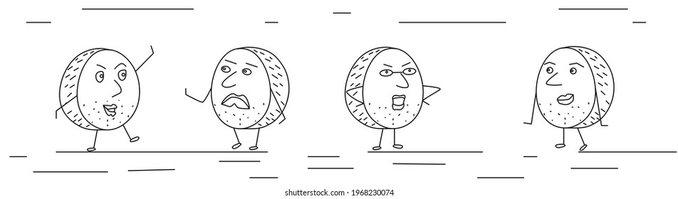 Vector illustration. Emotional stickers internet memes troll faces.
