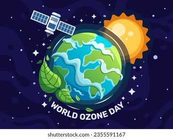 Vector illustration emphasizes the vital role of the ozone layer in shielding Earth from harmful UV radiation, urging global environmental awareness and conservation