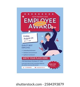 Vector illustration of employee award ceremony flyer poster template design