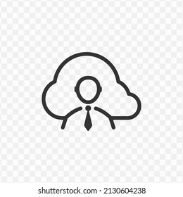 Vector illustration of employee cloud icon in dark color and transparent background(png).