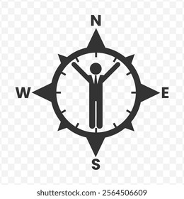 Vector illustration of employee compass icon in dark color and transparent background(PNG).