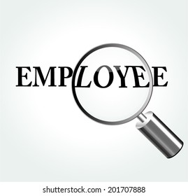 Vector illustration of employee concept with magnifying