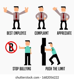 vector illustration of employee with five different poses
