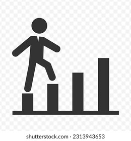 Vector illustration of employee growth icon in dark color and transparent background(png).