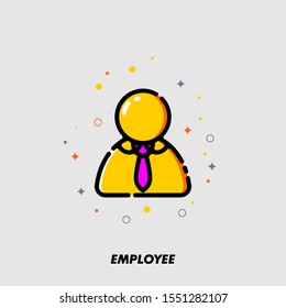 Vector Illustration of Employee icon with minimal line flat design for website or application