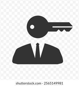 Vector illustration of employee key icon in dark color and transparent background(PNG).