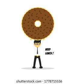 Vector illustration employee man need lunch icon
