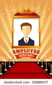 A Vector Illustration Of Employee Of The Month Poster Frame Design