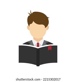 Vector illustration of employee reading a book icon sign and symbol. colored icons for website design .Simple design on White background.