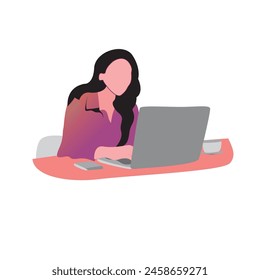 vector illustration of an employee working in front of a laptop