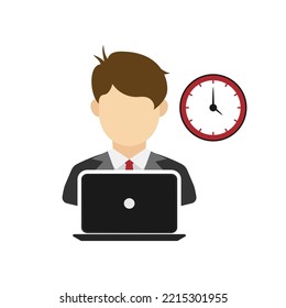 Vector illustration of employee working time icon sign and symbol. colored icons for website design .Simple design on transparent background (PNG).