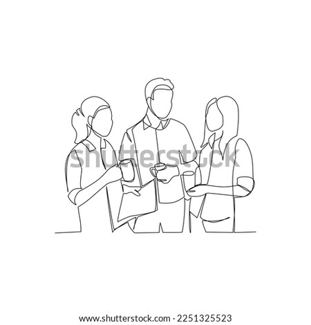 Vector illustration of employees drawn in line art style