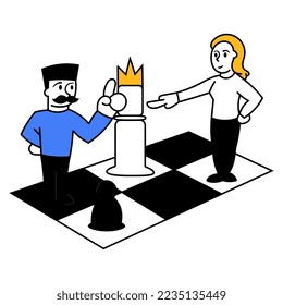 Vector illustration. Employees, managers working together, creating business strategy. Analytics and new vision. Concept of business, career development, innovative business approach, teamwork. Art