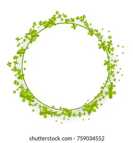 Vector illustration empty background. Material blank frame border shadow. Plant ireland beer festive invitation greeting banner. Green clover Saint Patrick Day isolated white background.