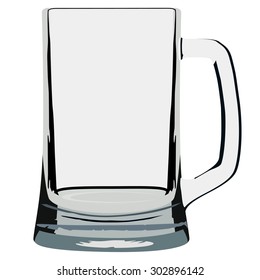 Vector illustration of empty beer mug. Glass for beer