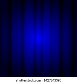 Vector illustration. Empty blue closed curtains background.