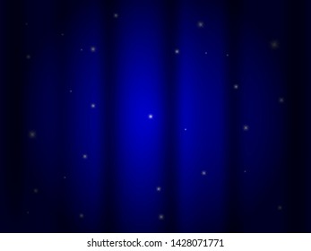 Vector illustration. Empty blue closed curtains background.