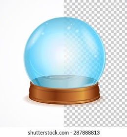 Vector Illustration empty blue crystal ball isolated on a white background. The symbol of witchcraft