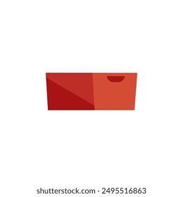 Vector illustration with an empty box with red handles. This design reflects the storage and movement of toys, suitable for Montessori preschool child learning and development concepts.