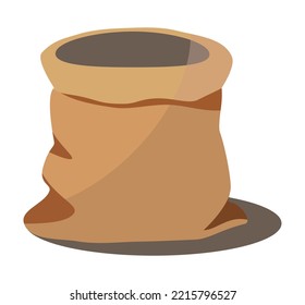 Vector illustration of an empty burlap sack on a white background.